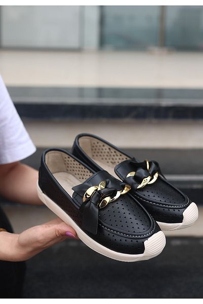 Erbilden Black Riwan Skin Ballerina Shoes