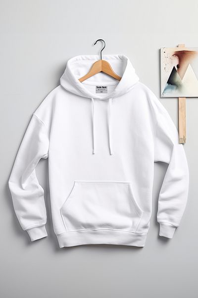 SadeRenk Men's White Hooded Sweatshirt
