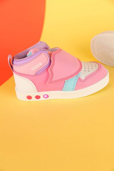 Vicco Size 22-30 Girl's UFO Lighted Pink Sports Shoes