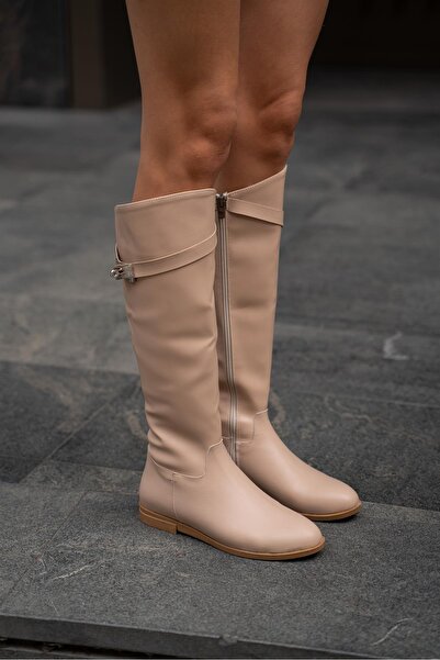 Madamra Norkové dámské dlouhé kožené boty s páskem