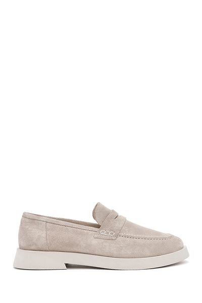 Derimod Beige Suede Leather Women's Loafer - Masculine, Model No: 24Wfd 132810