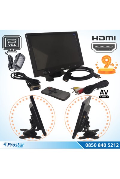 Navistar Güvenlik Kamera Monitörü 9" Ekran Hdmi Vga Av Girişli Lcd Ekran 4 Kanal
