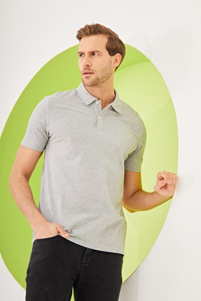 odelon Men's - Gray Polo Neck Regular Fit T-Shirt