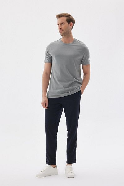 odelon Ανδρικό T-Shirt Anthracite με λαιμόκοψη με λεπτή εφαρμογή - 100% βαμβάκι
