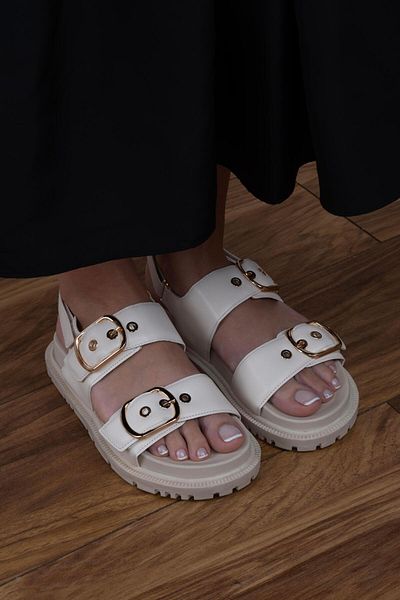 sovrana Beige Colored Belt Detailed Sandals
