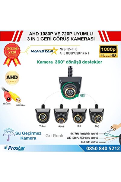 Navistar Ayarlanabilir Başlıklı AHD 1080P ve 720P Çevrilebilir 170 Derece Geniş Açılı Geri Görüş Kamerası
