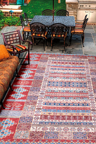 Alpina Home Lavin Etnik Desen Yıkanabilir Dokuma Taban Salon Mutfak Balkon Ve...