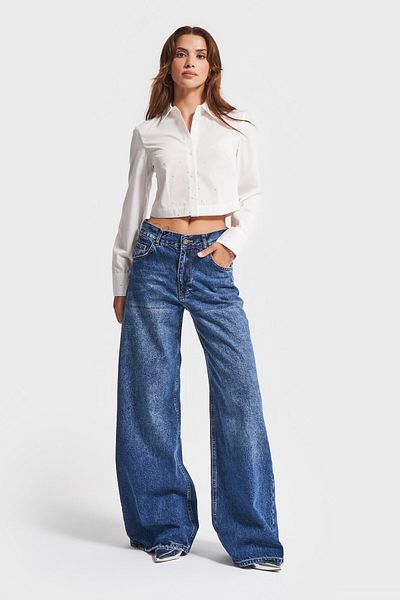its basic Sötétkék Palazzo Fit farmer - 17w45 laza szabású