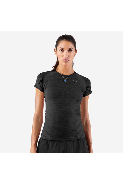Decathlon Kiprun Women's Seamless Cross-Country Running T-Shirt - Black - Kiprun Run 500 Confort Slim