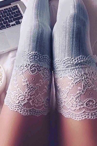 Merry See Over-the-Knee Garter Stockings - Perfumed and Lacy Knitted