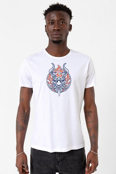 Tshirthane One Piece Anime Yamato Mask Λευκό ανδρικό μπλουζάκι με ποδήλατο