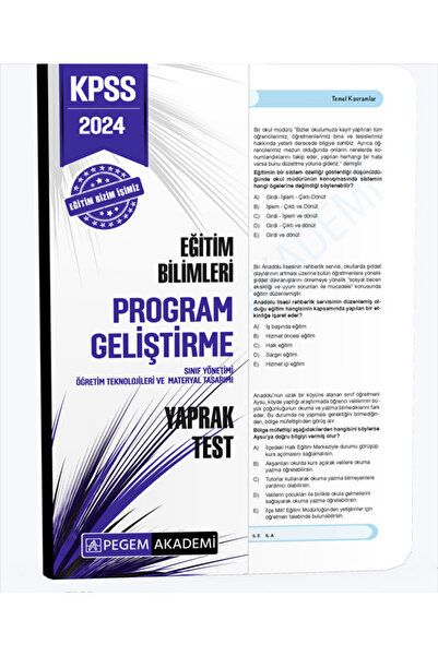 Pegem Akademi Yayıncılık 2024 KPSS Eğitim Bilimleri Program Geliştirme Yaprak...