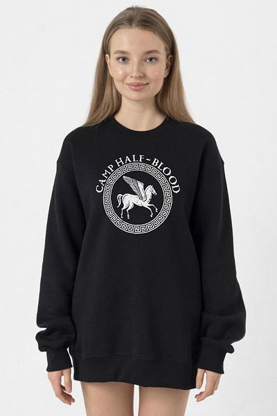 Tshirthane Percy Jackson Camp Half Blood Black Women's 2ip Sweatshirt