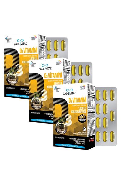 Zade Vital Vitamin D3 Olive Oil 3 Boxes 90 Capsules
