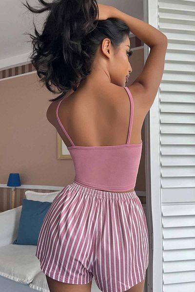 Merry See Strappy Sleep Printed Sort pizsama szett
