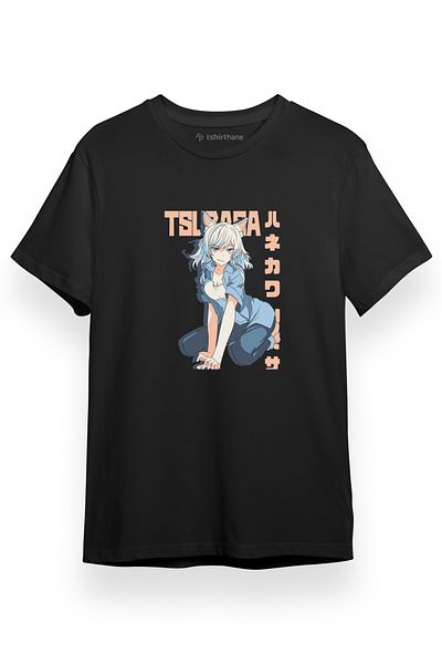 Tshirthane Monogatari Anime Hanekawa Tsubasa Αφίσα Μαύρο κοντομάνικο ανδρικό μπλουζάκι