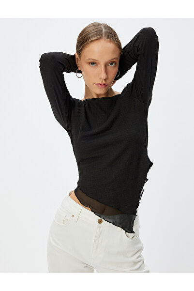 Koton Bluză cu mânecă lungă, cu croială asimetrică, slim fit - decolteu, deta...