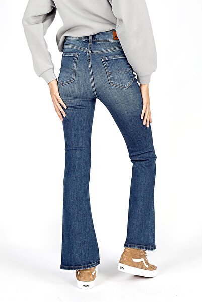 Lee Cooper Pantaloni de blugi pentru femei Luna talie înaltă evazat K croială Wide Leg Mostar Light