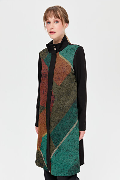 Esswaap Fermuar Kapamalı Desenli Giy Çık Ceket  Haki