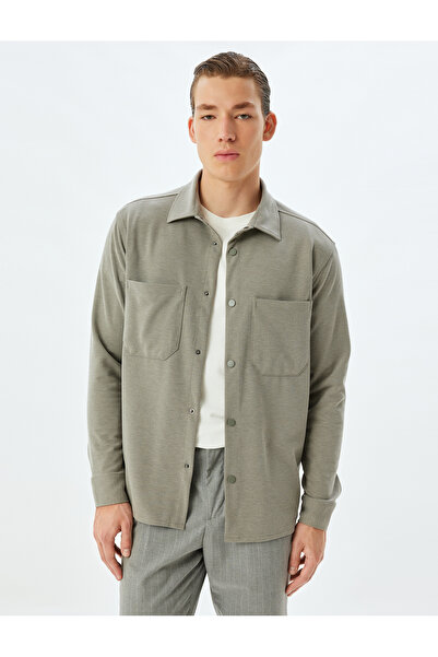 Koton Cămașă cu mânecă lungă, cu buzunar, amestec de viscoză