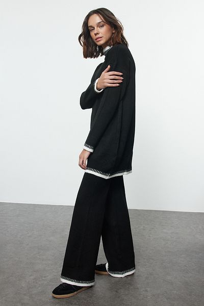 Trendyol Modest Soft Textured Black Knitwear Set - Stitching Detail, TCTAW25US00016