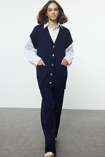 Trendyol Modest Sada úpletových vest a kalhot v námořnické modré - TCTAW25US00032