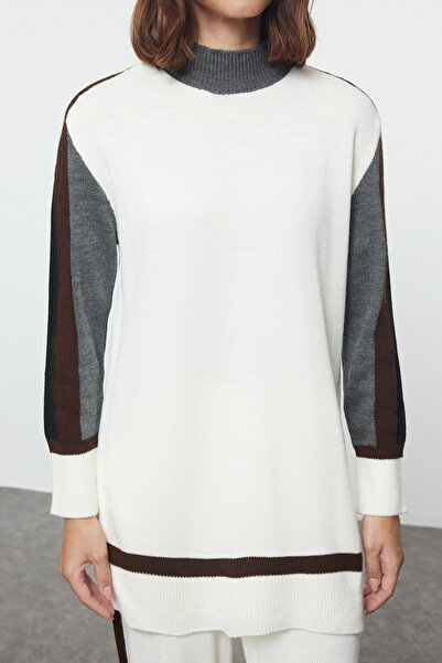 Trendyol Modest Állványgallér fehér kötöttáru szett - TCTAW25US00030