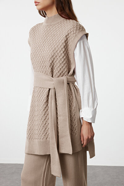 Trendyol Modest Πλεκτό πουλόβερ-παντελόνι με ζώνη βιζόν Πλεκτό κάτω-πάνω κοστούμι TCTAW24US00045