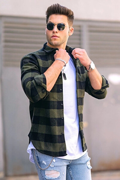 Mavi Sima Cămașă din denim pentru bărbați, slim, kaki deschis