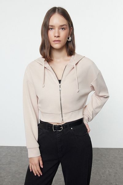 Trendyol Collection Φούτερ με φερμουάρ με μαλακό πέτρινο φερμουάρ - κανονική εφαρμογή TWOAW25SW00117