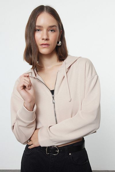 Trendyol Collection Φούτερ με φερμουάρ με μαλακό πέτρινο φερμουάρ - κανονική εφαρμογή TWOAW25SW00117