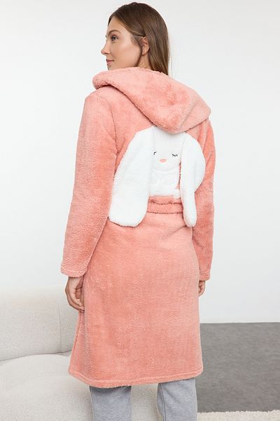 Trendyol Collection Salmon Belted Back Animal Figure Detaillierter Winter-Strickmantel THMAW25SB00002