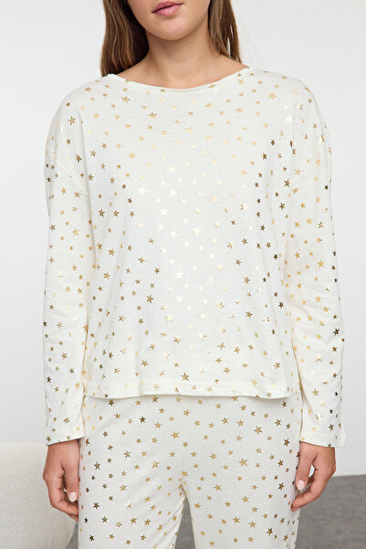 Trendyol Collection Bavlněný pyžamový set Varak Star Printed - Thmaw25Pt00145