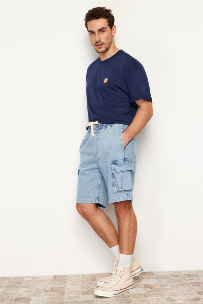 Trendyol Collection Modrý střih Regular Fit – Jeans Jeans s kapsou a elastickým pasem Tmnss24sr00012