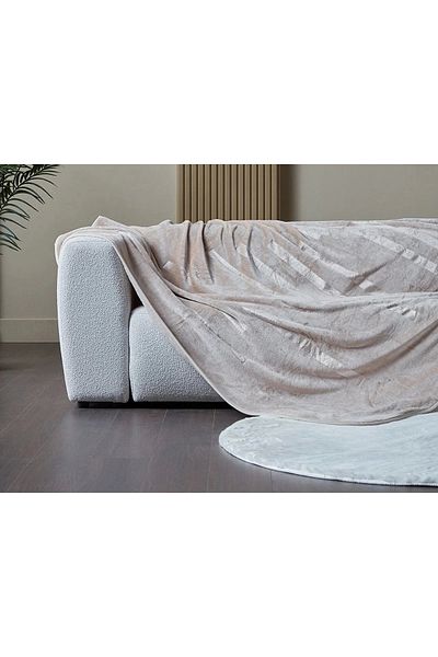 Doqu Home Double Blanket Perlına Cream - Embos
