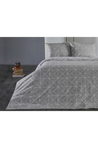 Doqu Home طقم غطاء لحاف Ranforce Polka فردي - رمادي