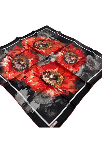 Armine وشاح سورا حريري أسود منقوش بالأزهار 8951-39