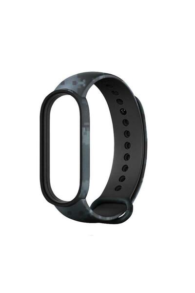 Techmaster Xiaomi Mi Band 5 Mi Band 6 Mi Band 7 Uyumlu Kordon Kamuflaj Desen