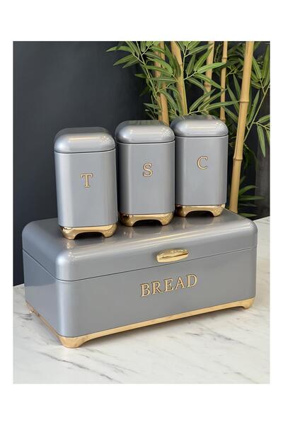 Doğudeko Ester Ekmeklik & Baharatlık Takımı Metal Gri