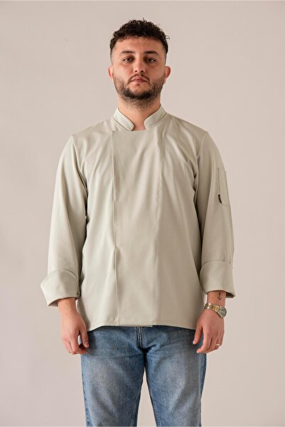 APP-RON C-21 Premium White Striped Beige Chef Jacket