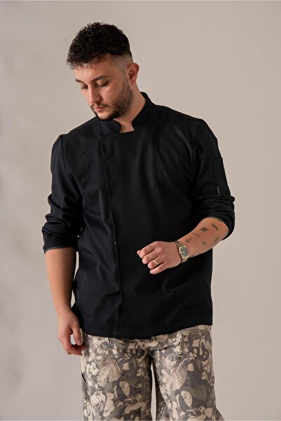 APP-RON C-21 PREMIUM - Siyah Şef Ceketi