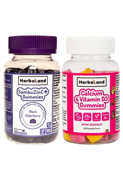 Herbaland Gummies Kalsiyum Ve Vitamin D3 Gummies Sambuzinc Çiğnenebilir Form