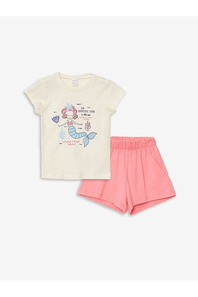 LC Waikiki LCW baby Baby Girl Pajama Set with Shorts - Crew Neck, Short Sleeve