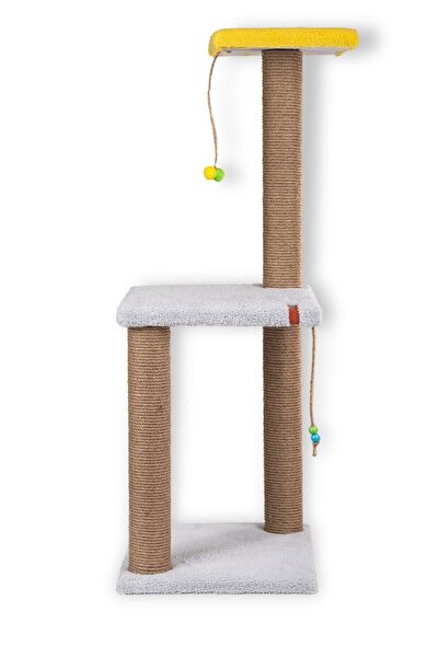 PUGALO لوح خدش للقطط ذو طبقتين باللون الرمادي مقاس 82 سم مع سطح وسادة من النعناع البري