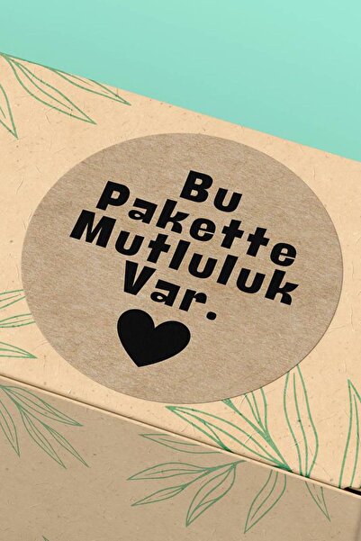 Basic Sense 3x3cm - 90 Adet - Sticker Bu Pakette Mutluluk Var Yazılı Ambalaj Kargo Paketleme Etiketi - ST2308