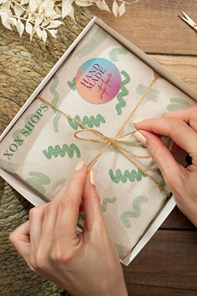 Basic Sense 3x3cm - 90 Adet - Thank You Sticker Teşekkürler Etiketi Hand Made With Love Paketleme Etiketi ST2248