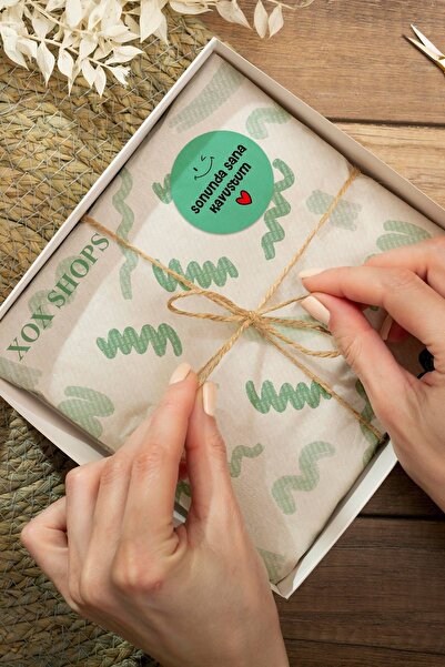 Basic Sense 3x3cm - 90 Adet - Thank You Sticker Yeşil Sonunda Sana Kavuştum Yazılı Paketleme Etiketi - ST2343