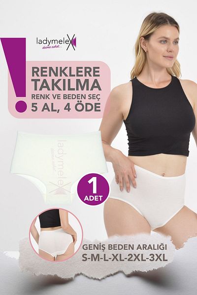 LadyMelex Slip de damă cu talie înaltă - bumbac, elastic și moale (S-M-L-XL-2XL-3XL)