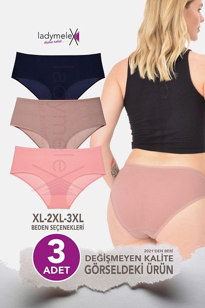 LadyMelex Chiloți supradimensionați pentru femei cu talie înaltă - 3 bucăți din bumbac, pachet moale și elastic (XL-2XL-3XL)