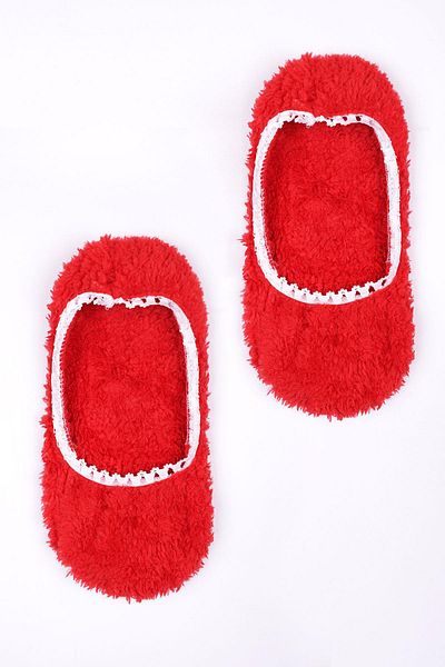 EMINNA Red Lace Detailed Ballerina Slippers